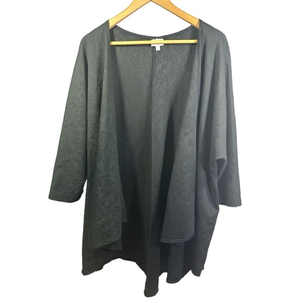 LULAROE Women's Kinsey Kimono Jacquard Open Front Cardigan Gray Size Large